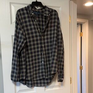 Ralph Lauren Men's Navy and Red Plaid Shirt